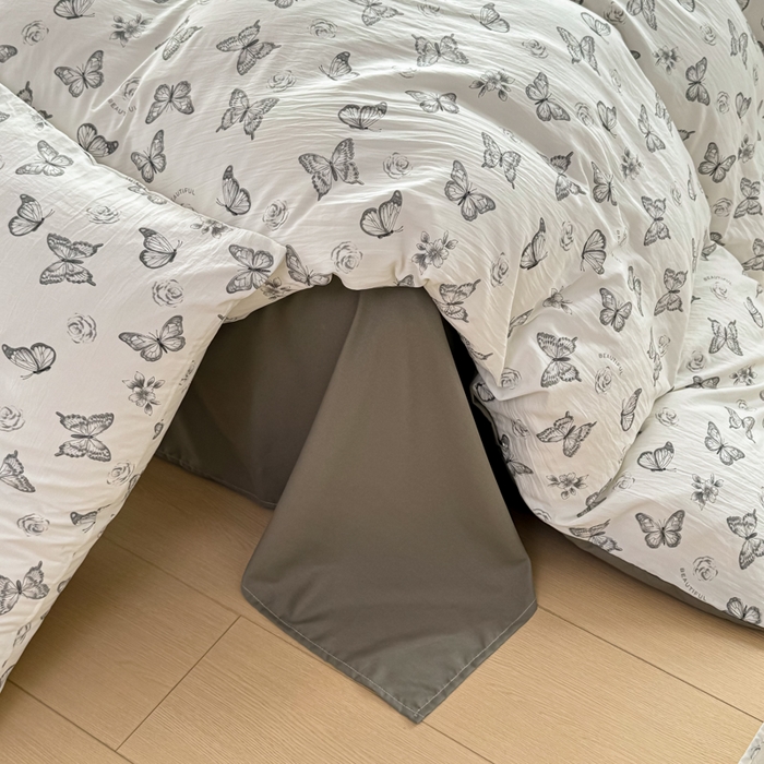 91家纺网 家纺一手货源 找家纺 小叮当家纺仓储工厂店 （提供买家秀 爆款花型 不断货）2025新款水洗皱皱棉印花小清新四件套 蝶舞