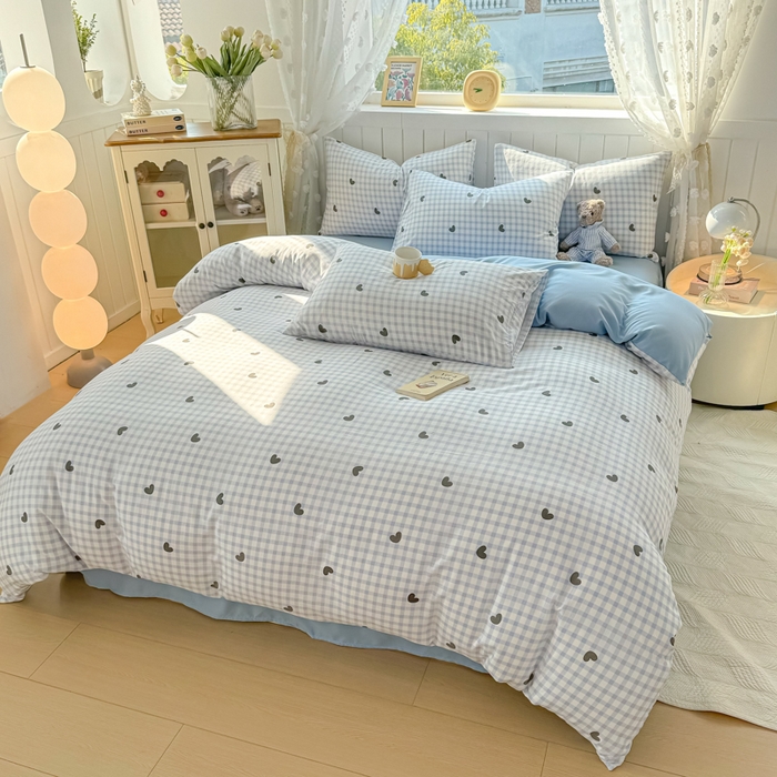 91家纺网 家纺一手货源 找家纺 小叮当家纺仓储工厂店 （提供买家秀 爆款花型 不断货）2025新款水洗皱皱棉印花小清新四件套 初遇