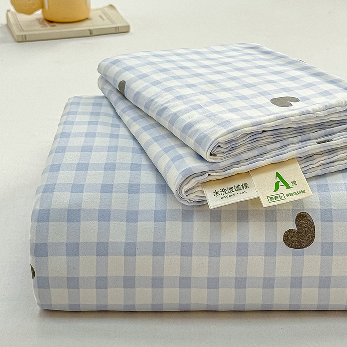 小叮当家纺仓储工厂店 （提供买家秀 爆款花型 不断货）2025新款水洗皱皱棉印花小清新四件套 初遇