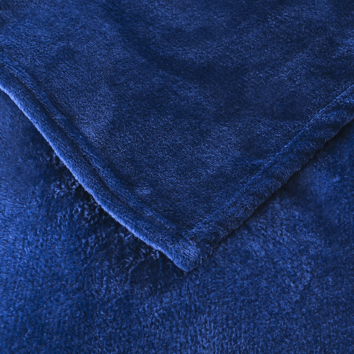 91家纺网 家纺一手货源 找家纺 胜百毛毯2025新款素色200克法兰绒毯 藏青