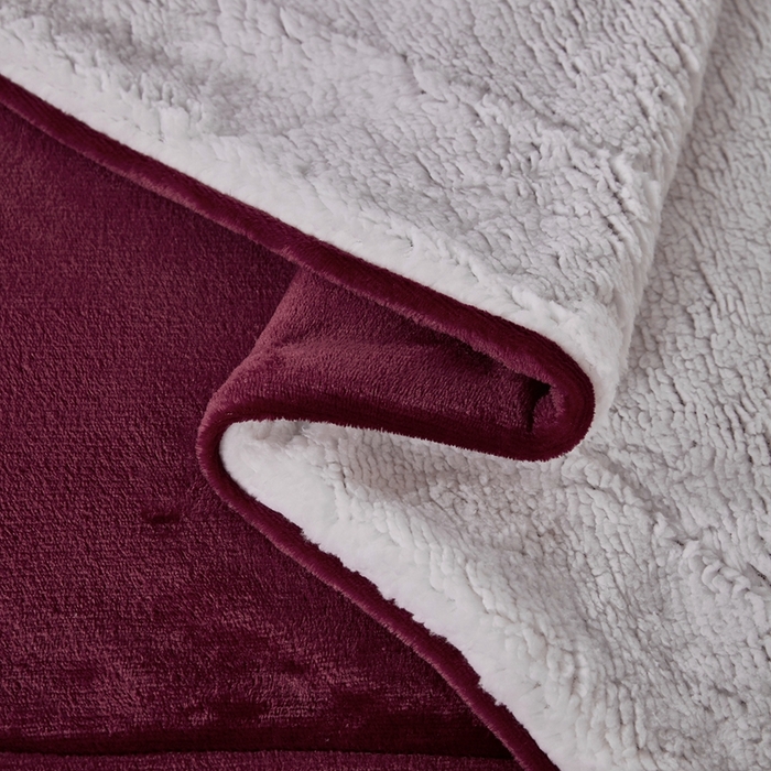 91家纺网 家纺一手货源 找家纺 胜百毛毯 2025新款平方克重200克双面法兰绒毛毯 酒红