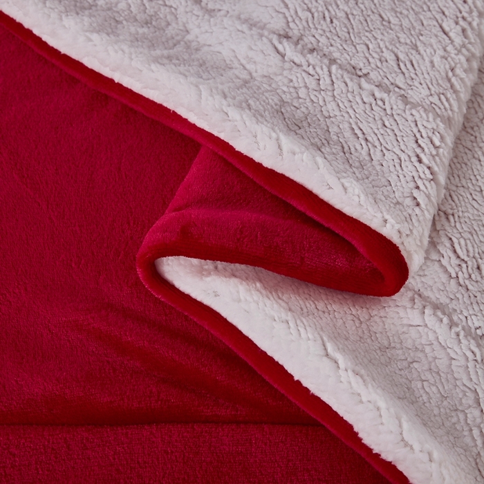 91家纺网 家纺一手货源 找家纺 胜百毛毯 2025新款平方克重200克双面法兰绒毛毯 亮红