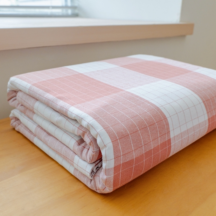 91家纺网 家纺一手货源 找家纺 居美良品2025新款100%全棉色织老粗布床单 素雅-粉格