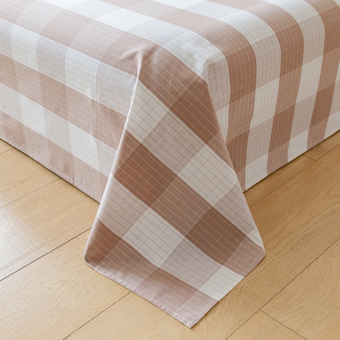 91家纺网 家纺一手货源 找家纺 居美良品2025新款100%全棉色织老粗布床单 素雅-咖格