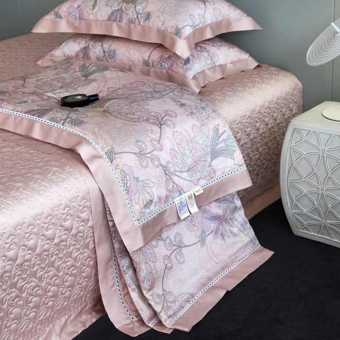 91家纺网 家纺一手货源 找家纺 淼铭 2025新品莱赛尔夏被床盖四件套-花影系列（电商控价538） 粉色