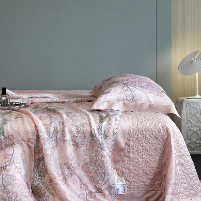 91家纺网 家纺一手货源 找家纺 淼铭 2025新品莱赛尔夏被床盖四件套-花影系列（电商控价538） 粉色
