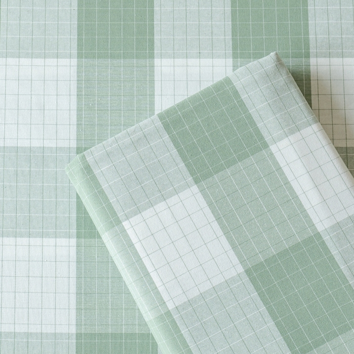 91家纺网 家纺一手货源 找家纺 居美良品2025新款100%全棉色织老粗布床单 素雅-绿格