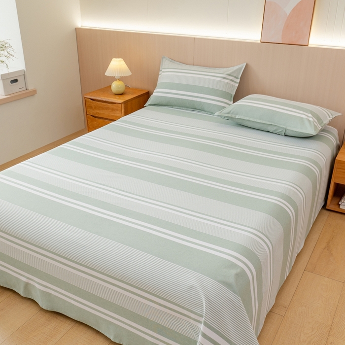 91家纺网 家纺一手货源 找家纺 居美良品2025新款100%全棉色织老粗布床单 云锦-淡绿