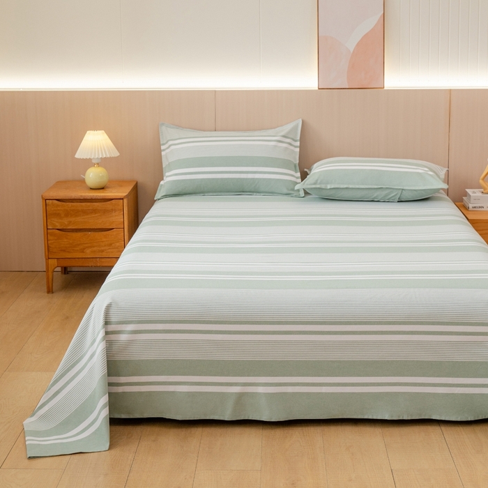 91家纺网 家纺一手货源 找家纺 居美良品2025新款100%全棉色织老粗布床单 云锦-淡绿