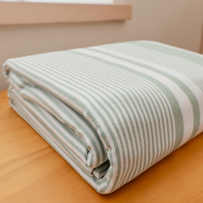 91家纺网 家纺一手货源 找家纺 居美良品2025新款100%全棉色织老粗布床单 云锦-淡绿