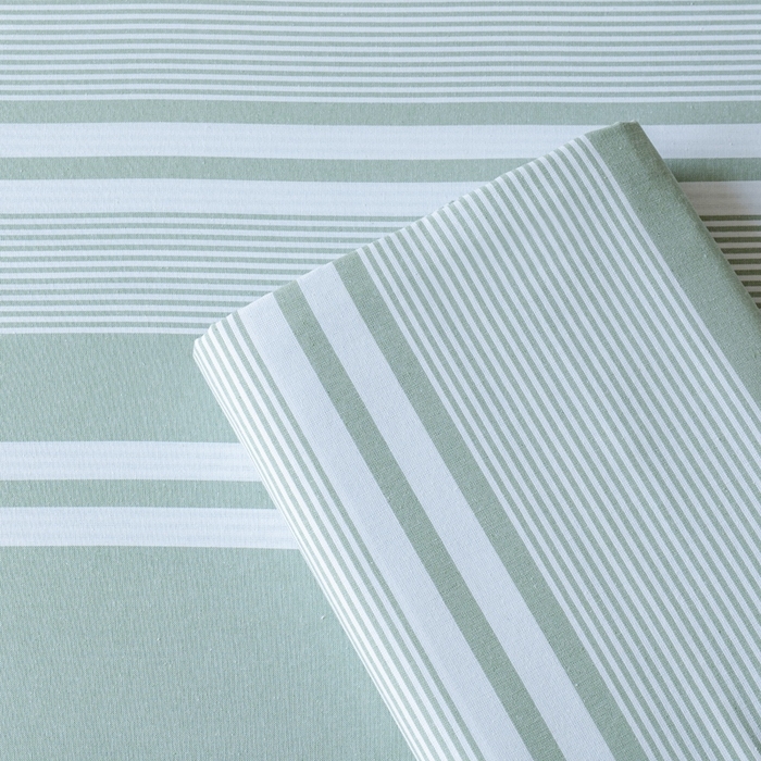 91家纺网 家纺一手货源 找家纺 居美良品2025新款100%全棉色织老粗布床单 云锦-淡绿