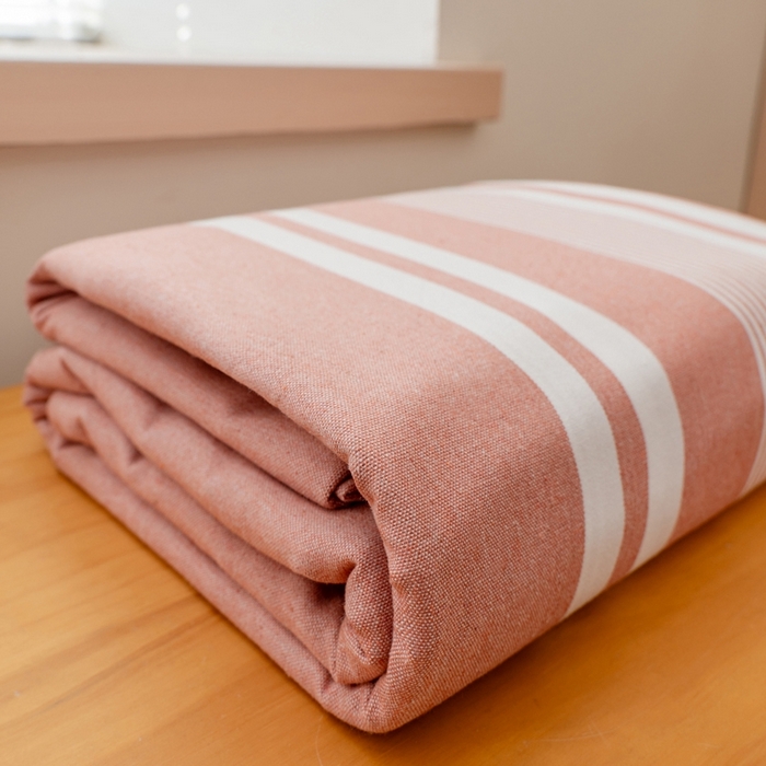 91家纺网 家纺一手货源 找家纺 居美良品2025新款100%全棉色织老粗布床单 云锦-抹红