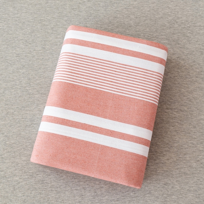 91家纺网 家纺一手货源 找家纺 居美良品2025新款100%全棉色织老粗布床单 云锦-抹红