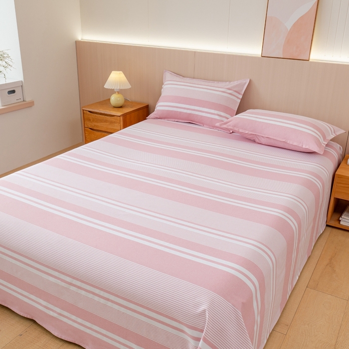 91家纺网 家纺一手货源 找家纺 居美良品2025新款100%全棉色织老粗布床单 云锦-浅粉