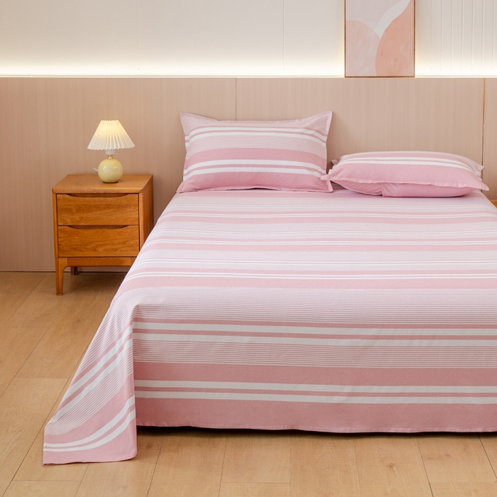 91家纺网 家纺一手货源 找家纺 居美良品2025新款100%全棉色织老粗布床单 云锦-浅粉