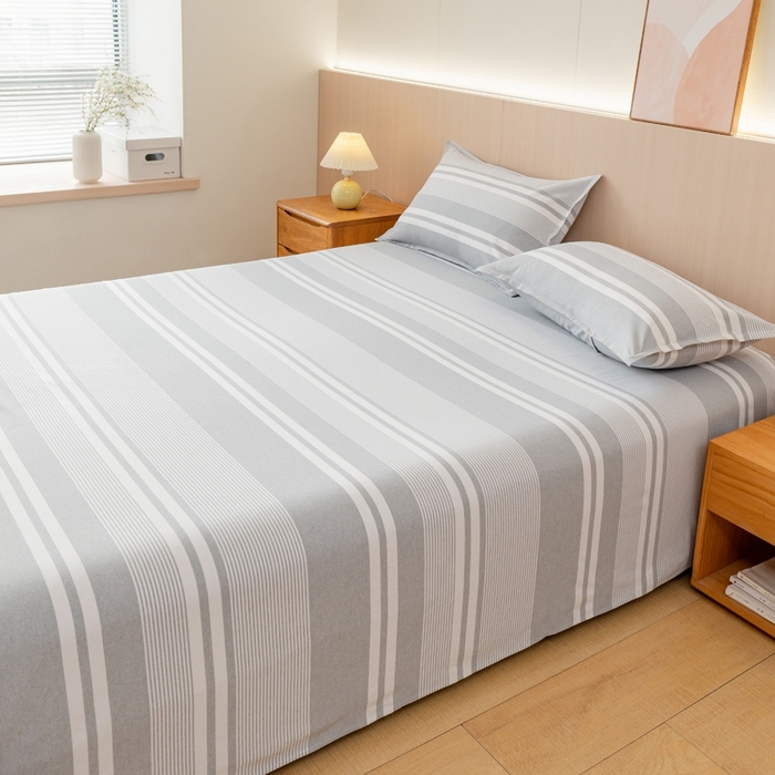 91家纺网 家纺一手货源 找家纺 居美良品2025新款100%全棉色织老粗布床单 云锦-浅灰