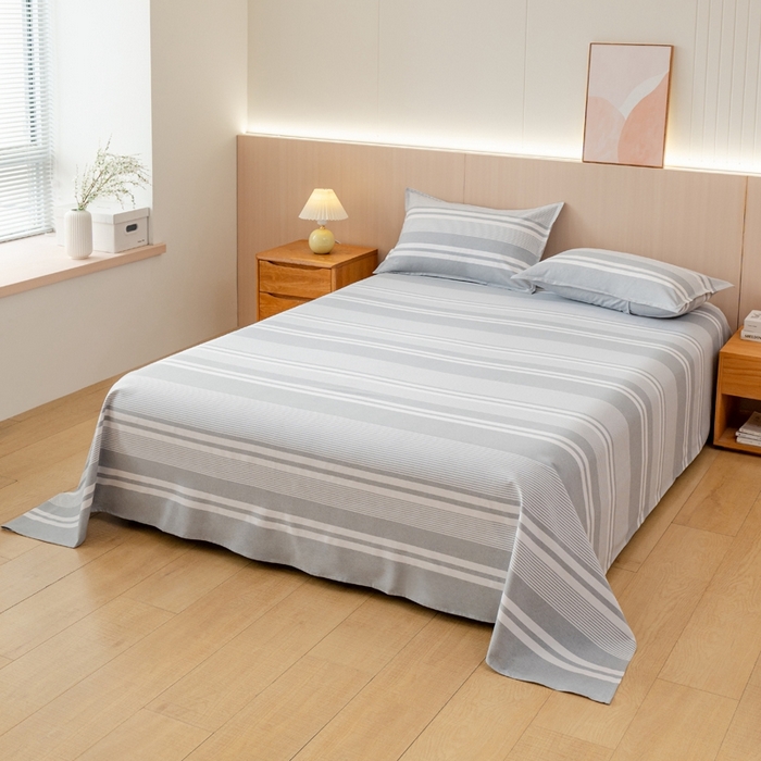 91家纺网 家纺一手货源 找家纺 居美良品2025新款100%全棉色织老粗布床单 云锦-浅灰