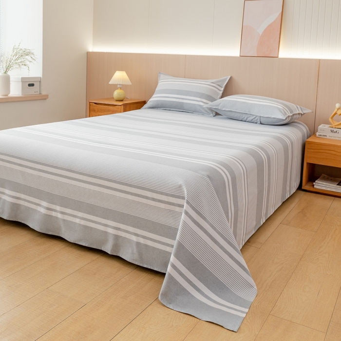 91家纺网 家纺一手货源 找家纺 居美良品2025新款100%全棉色织老粗布床单 云锦-浅灰