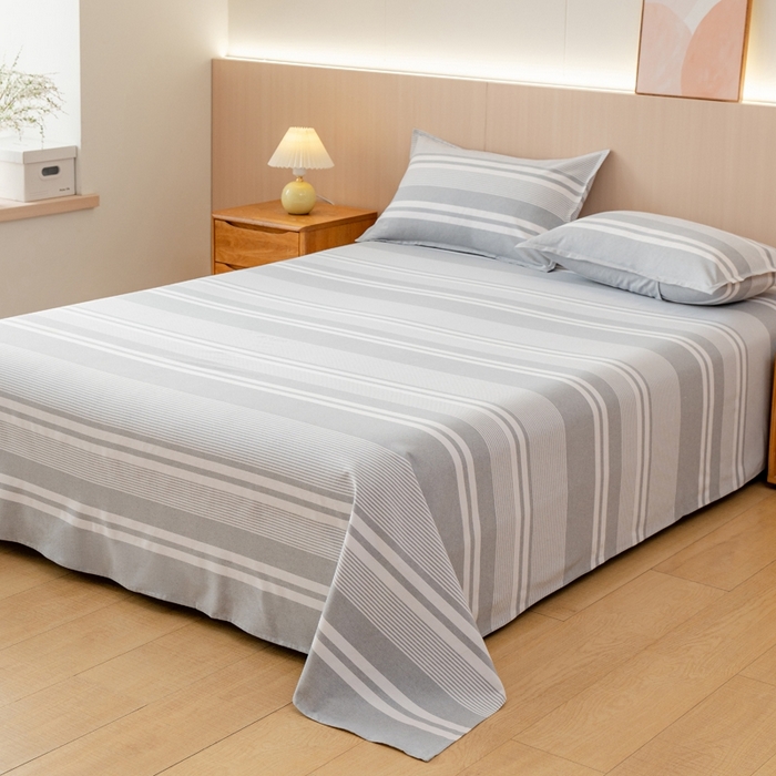 91家纺网 家纺一手货源 找家纺 居美良品2025新款100%全棉色织老粗布床单 云锦-浅灰