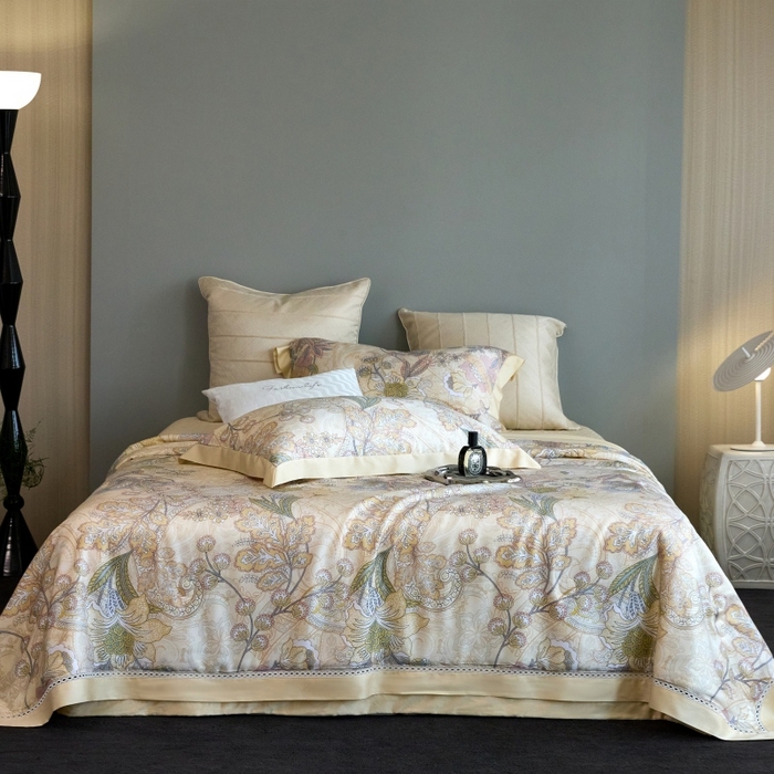 淼铭 2025新品莱赛尔夏被床盖四件套-花影系列（电商控价538） 黄色