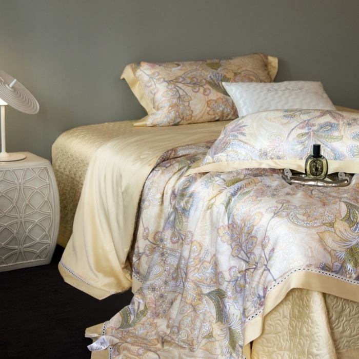 91家纺网 家纺一手货源 找家纺 淼铭 2025新品莱赛尔夏被床盖四件套-花影系列（电商控价538） 黄色