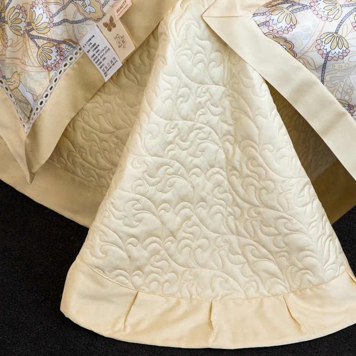 91家纺网 家纺一手货源 找家纺 淼铭 2025新品莱赛尔夏被床盖四件套-花影系列（电商控价538） 黄色