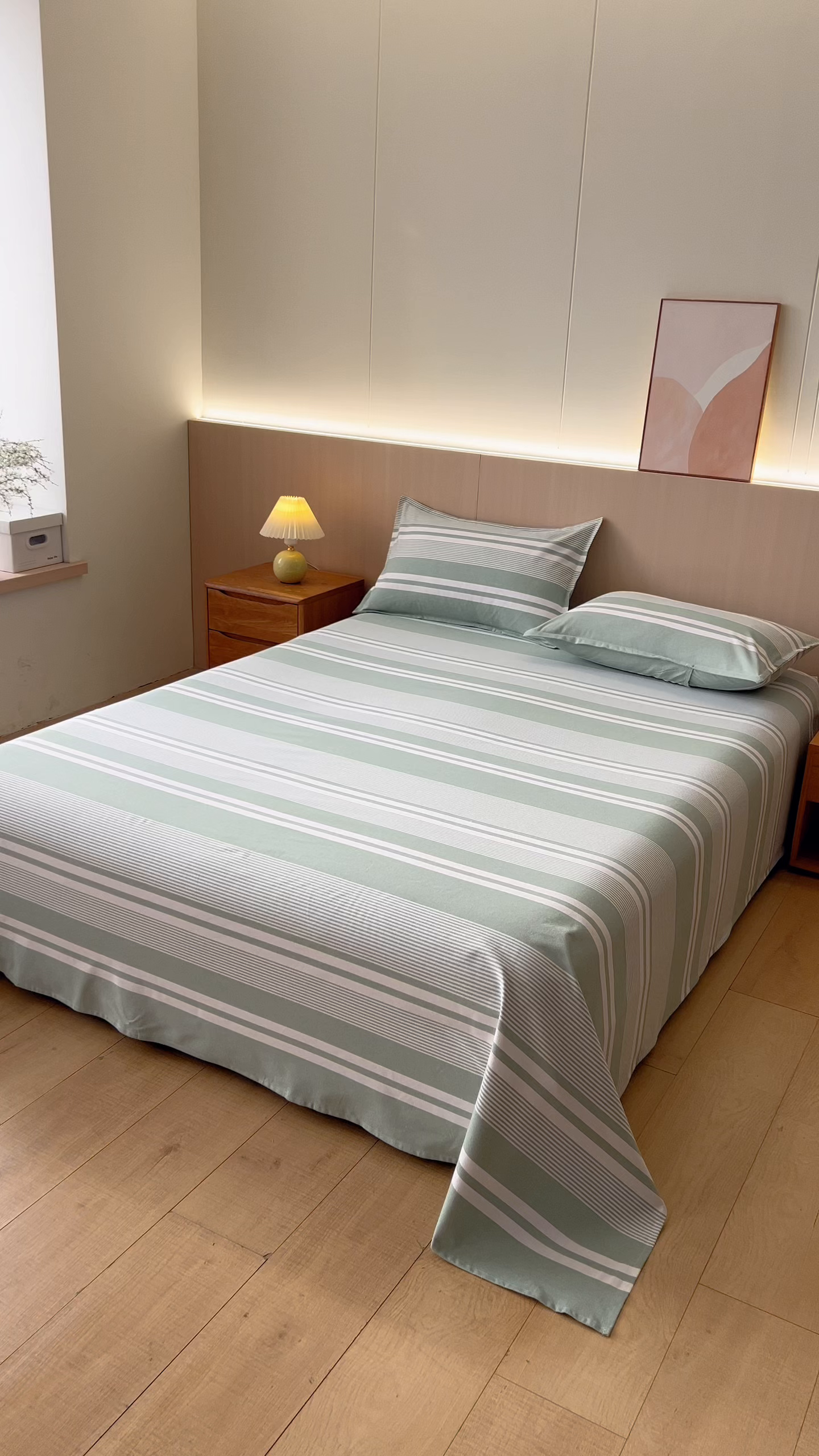 91家纺网 家纺一手货源 找家纺 居美良品2025新款100%全棉色织老粗布床单 云锦-淡绿