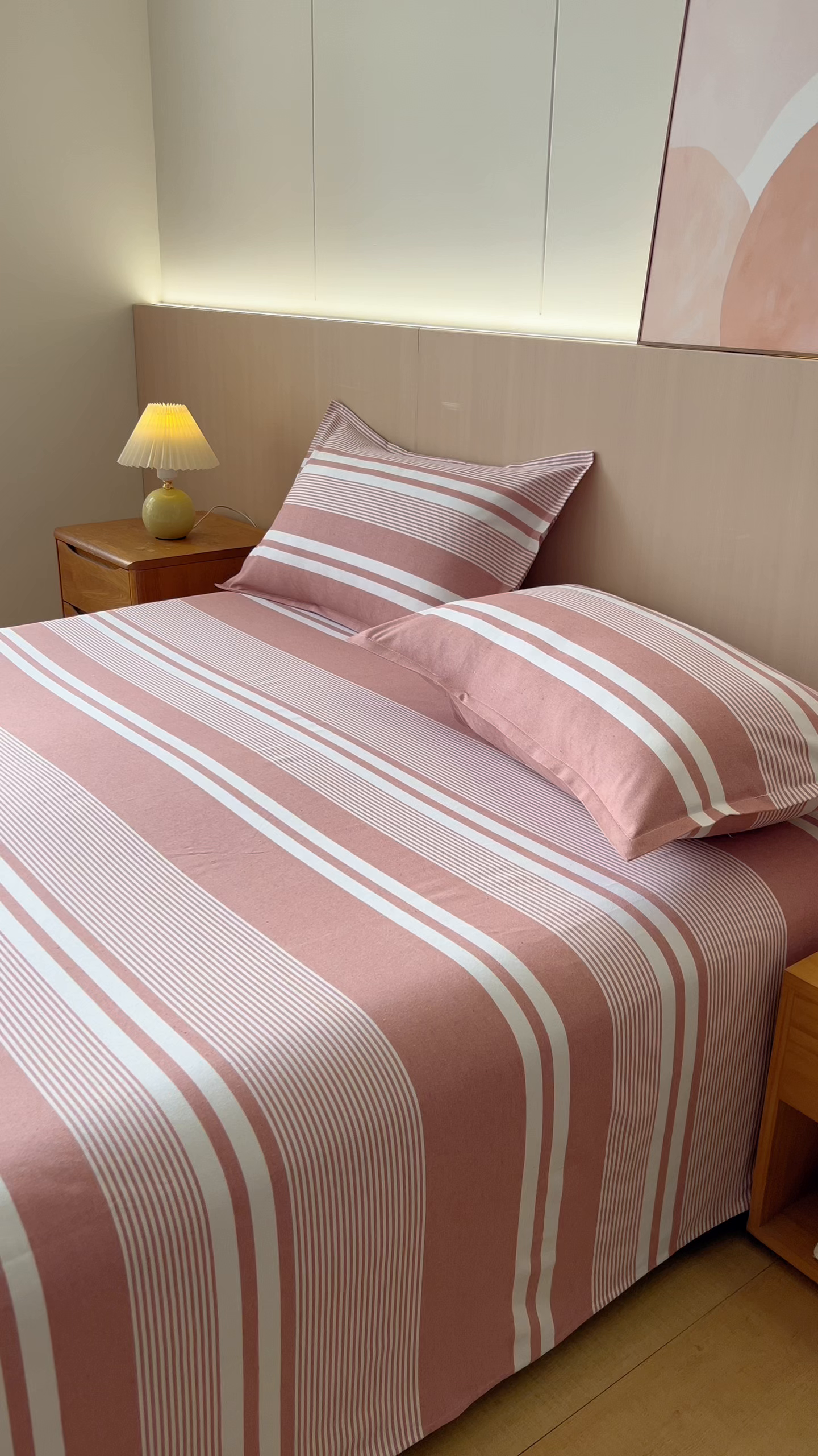 91家纺网 家纺一手货源 找家纺 居美良品2025新款100%全棉色织老粗布床单 云锦-抹红