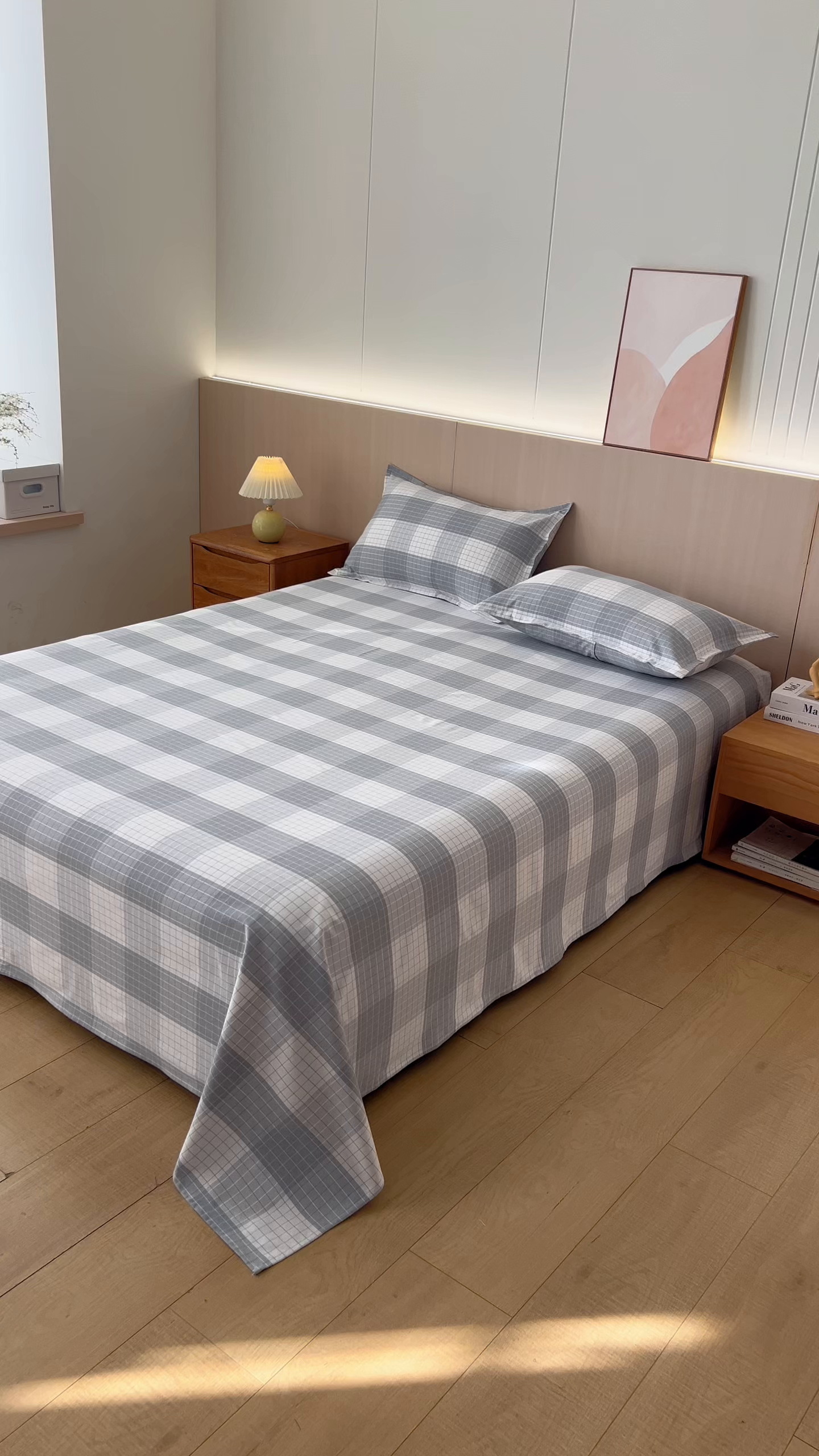 91家纺网 家纺一手货源 找家纺 居美良品2025新款100%全棉色织老粗布床单 素雅-灰格