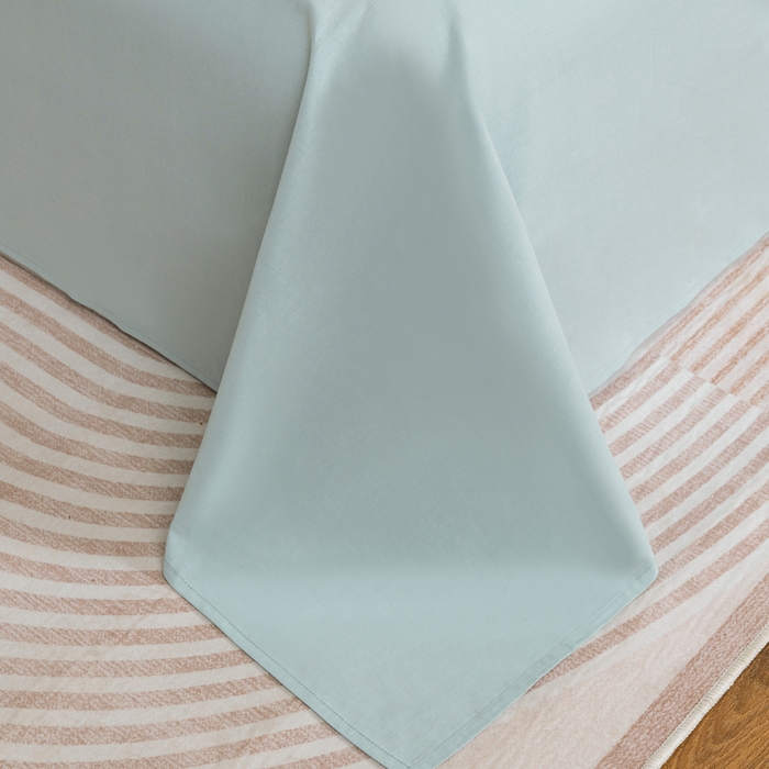 91家纺网 家纺一手货源 找家纺 居美良品2025新款100%全棉A类水洗棉床单 碧波青