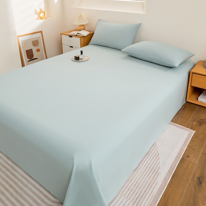 91家纺网 家纺一手货源 找家纺 居美良品2025新款100%全棉A类水洗棉床单 碧波青