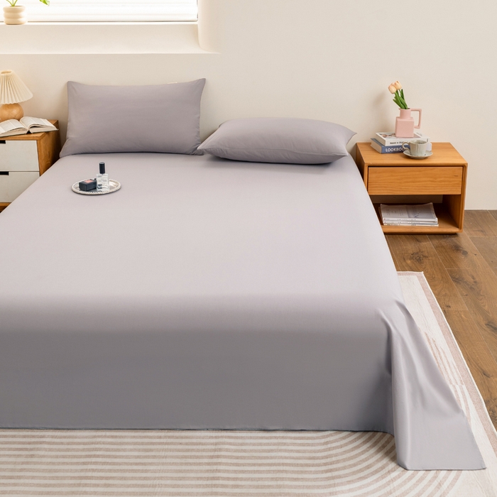 91家纺网 家纺一手货源 找家纺 居美良品2025新款100%全棉A类水洗棉床单 高冷灰