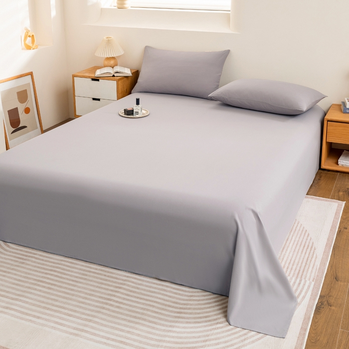 91家纺网 家纺一手货源 找家纺 居美良品2025新款100%全棉A类水洗棉床单 高冷灰