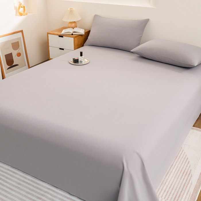 91家纺网 家纺一手货源 找家纺 居美良品2025新款100%全棉A类水洗棉床单 高冷灰