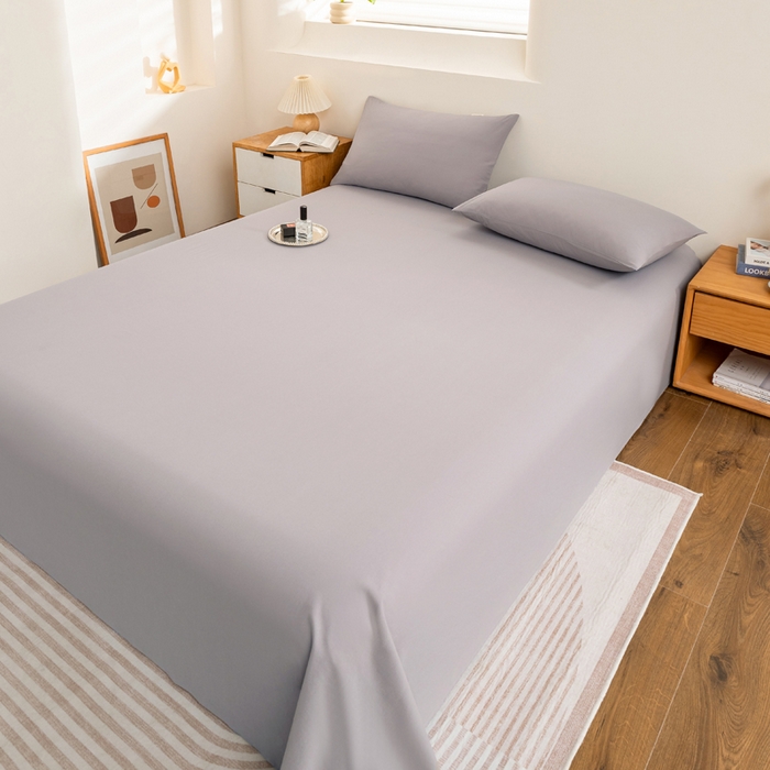 91家纺网 家纺一手货源 找家纺 居美良品2025新款100%全棉A类水洗棉床单 高冷灰