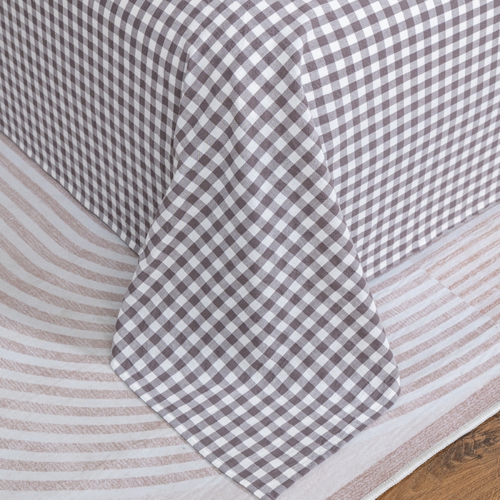 91家纺网 家纺一手货源 找家纺 居美良品2025新款100%全棉A类水洗棉床单 灰小格