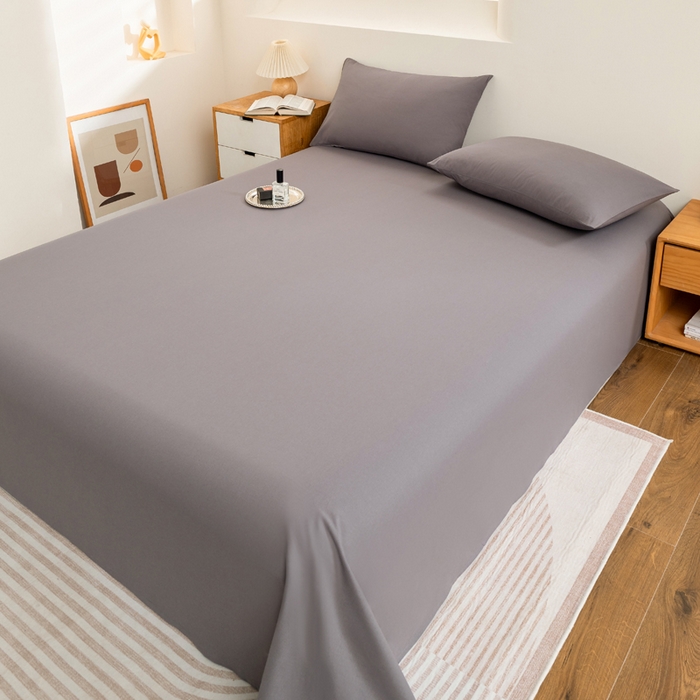 91家纺网 家纺一手货源 找家纺 居美良品2025新款100%全棉A类水洗棉床单 经典灰