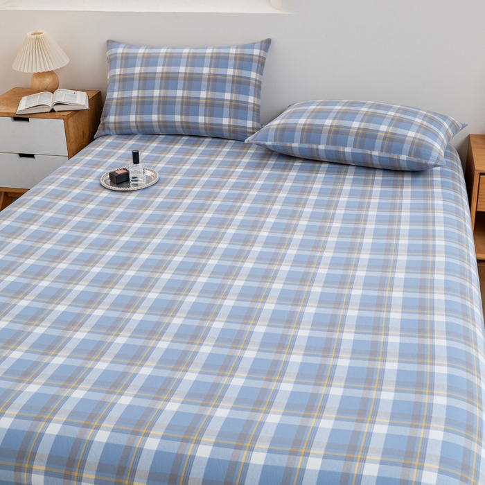 91家纺网 家纺一手货源 找家纺 居美良品2025新款100%全棉A类水洗棉床单 静雅-蓝