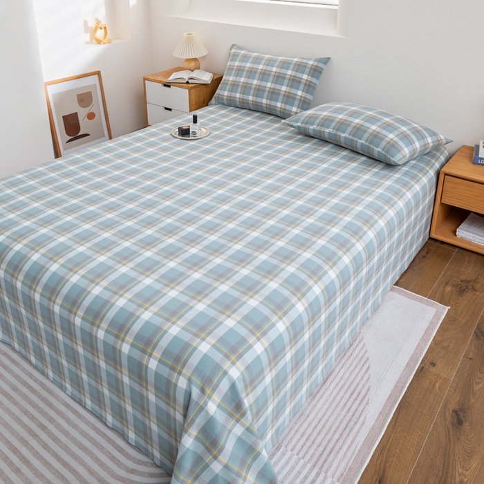 91家纺网 家纺一手货源 找家纺 居美良品2025新款100%全棉A类水洗棉床单 静雅-绿