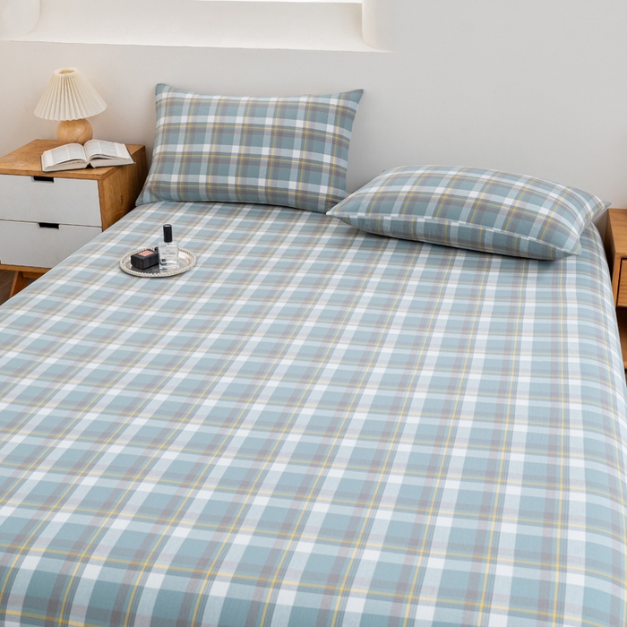 91家纺网 家纺一手货源 找家纺 居美良品2025新款100%全棉A类水洗棉床单 静雅-绿