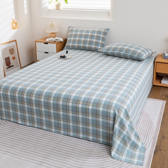 91家纺网 家纺一手货源 找家纺 居美良品2025新款100%全棉A类水洗棉床单 静雅-绿