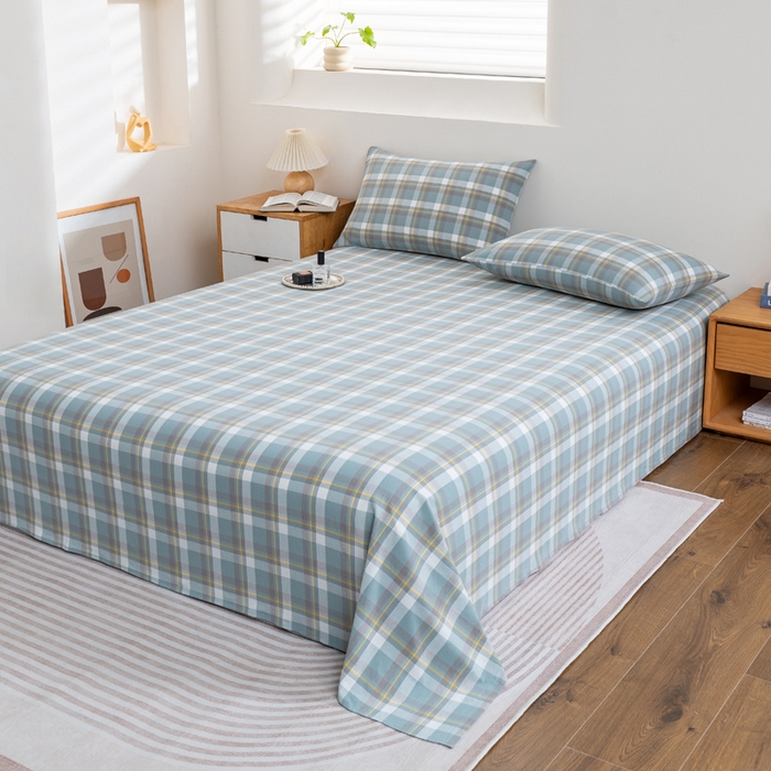 91家纺网 家纺一手货源 找家纺 居美良品2025新款100%全棉A类水洗棉床单 静雅-绿