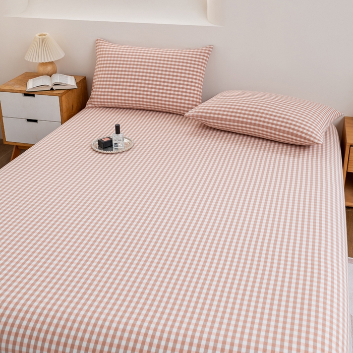 91家纺网 家纺一手货源 找家纺 居美良品2025新款100%全棉A类水洗棉床单 咖小格