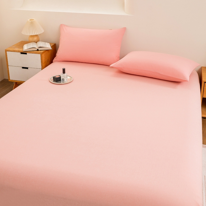 91家纺网 家纺一手货源 找家纺 居美良品2025新款100%全棉A类水洗棉床单 珊瑚玉