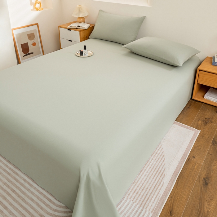 91家纺网 家纺一手货源 找家纺 居美良品2025新款100%全棉A类水洗棉床单 松石绿