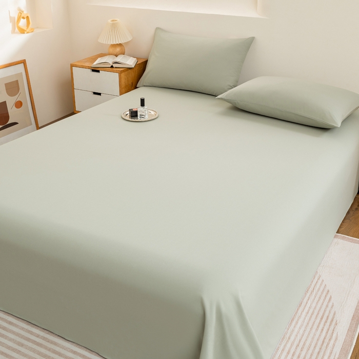 91家纺网 家纺一手货源 找家纺 居美良品2025新款100%全棉A类水洗棉床单 松石绿