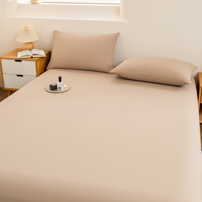 91家纺网 家纺一手货源 找家纺 居美良品2025新款100%全棉A类水洗棉床单 香槟咖