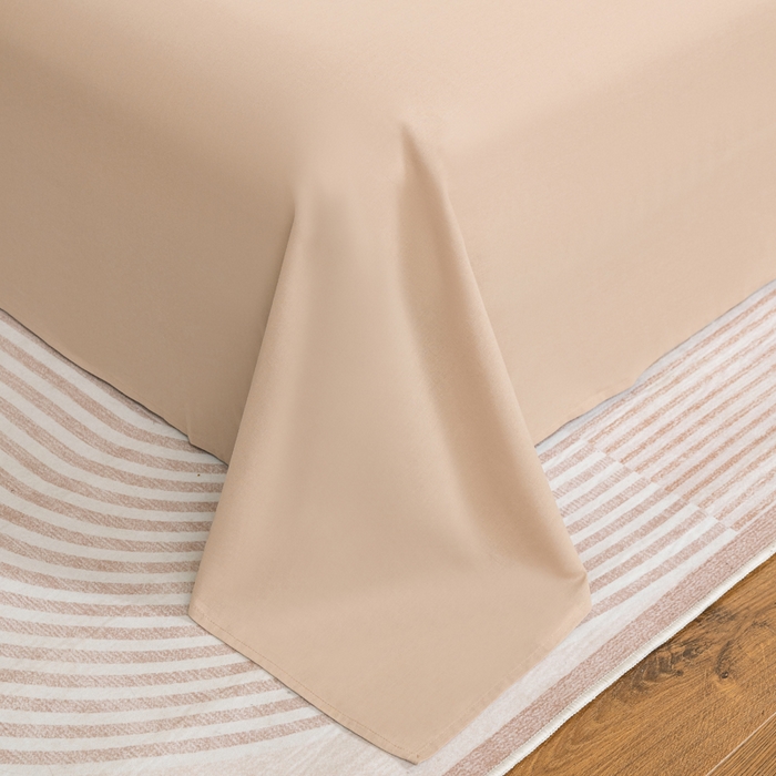 91家纺网 家纺一手货源 找家纺 居美良品2025新款100%全棉A类水洗棉床单 香槟咖