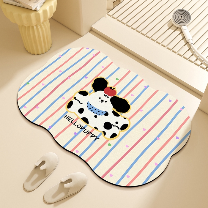 91家纺网 家纺一手货源 找家纺 卡初2025新款 硅藻泥-浴室 G-1410【苹果狗狗】60*90 