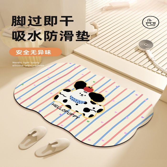 卡初2025新款 硅藻泥-浴室 G-1410【苹果狗狗】60*90 